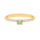 Rosec Jewels-Green Sapphire Solitaire Engagement Ring with Diamond Side Stones