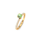 Rosec Jewels-Green Sapphire Solitaire Engagement Ring with Diamond Side Stones