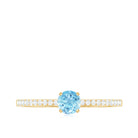 Rosec Jewels-Natural Aquamarine Solitaire Ring with Diamond Side Stones