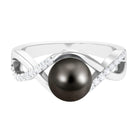 Tahitian Pearl Crossover Diamond Infinity Engagement Ring Tahitian pearl - ( AAA ) - Quality - Rosec Jewels