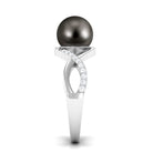 Tahitian Pearl Crossover Diamond Infinity Engagement Ring Tahitian pearl - ( AAA ) - Quality - Rosec Jewels