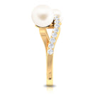 Rosec Jewels-2 Stone Freshwater Pearl Cocktail Ring with Diamond Curved Band