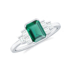 Rosec Jewels-Half Bezel Set Lab Grown Emerald and Diamond Engagement Ring