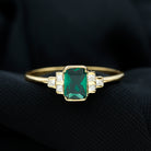 Rosec Jewels-Half Bezel Set Lab Grown Emerald and Diamond Engagement Ring