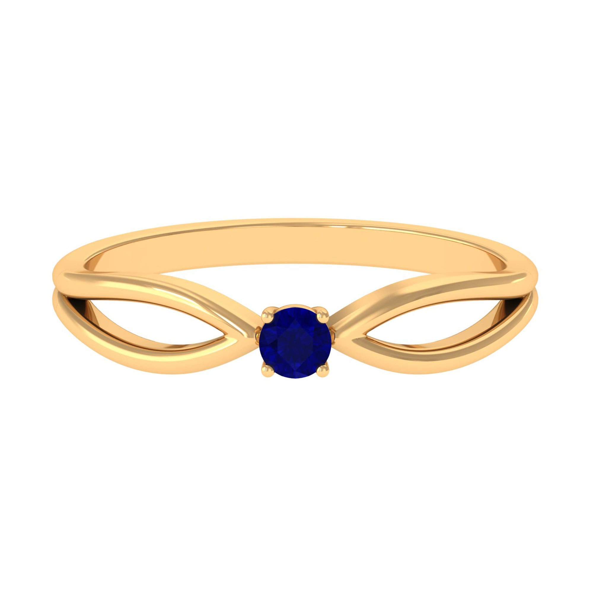 Rosec Jewels-Real Blue Sapphire Minimal Promise Ring with Split Shank