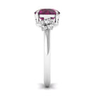 Rosec Jewels-Round Rhodolite Solitaire Flower Engagement Ring with Diamond