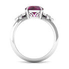 Rosec Jewels-Round Rhodolite Solitaire Flower Engagement Ring with Diamond