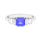 Rosec Jewels-Asscher Cut Tanzanite Designer Engagement Ring with Baguette Moissanite