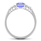 Rosec Jewels-Asscher Cut Tanzanite Designer Engagement Ring with Baguette Moissanite