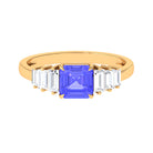 Rosec Jewels-Asscher Cut Tanzanite Designer Engagement Ring with Baguette Moissanite