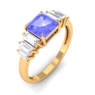 Rosec Jewels-Asscher Cut Tanzanite Designer Engagement Ring with Baguette Moissanite