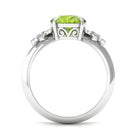 Rosec Jewels-Round Peridot Solitaire Flower Engagement Ring with Diamond