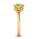 Rosec Jewels-Round Peridot Solitaire Flower Engagement Ring with Diamond