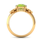 Rosec Jewels-Round Peridot Solitaire Flower Engagement Ring with Diamond