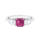 Rosec Jewels-Asscher Cut Pink Tourmaline Engagement Ring with Moissanite