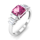 Rosec Jewels-Asscher Cut Pink Tourmaline Engagement Ring with Moissanite