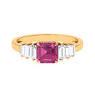 Rosec Jewels-Asscher Cut Pink Tourmaline Engagement Ring with Moissanite