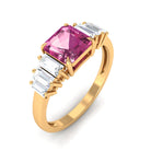 Rosec Jewels-Asscher Cut Pink Tourmaline Engagement Ring with Moissanite