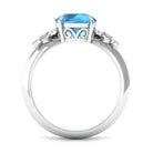 Rosec Jewels-2 CT Round Swiss Blue Topaz Solitaire Flower Engagement Ring with Diamond