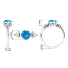 Rosec Jewels-2 CT Round Swiss Blue Topaz Solitaire Flower Engagement Ring with Diamond