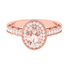 Rosec Jewels-2 CT Morganite Oval Halo Engagement Ring with Diamond