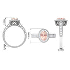 Rosec Jewels-2 CT Morganite Oval Halo Engagement Ring with Diamond