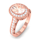 Rosec Jewels-2 CT Morganite Oval Halo Engagement Ring with Diamond