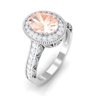 Rosec Jewels-2 CT Morganite Oval Halo Engagement Ring with Diamond