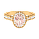 Rosec Jewels-2 CT Morganite Oval Halo Engagement Ring with Diamond