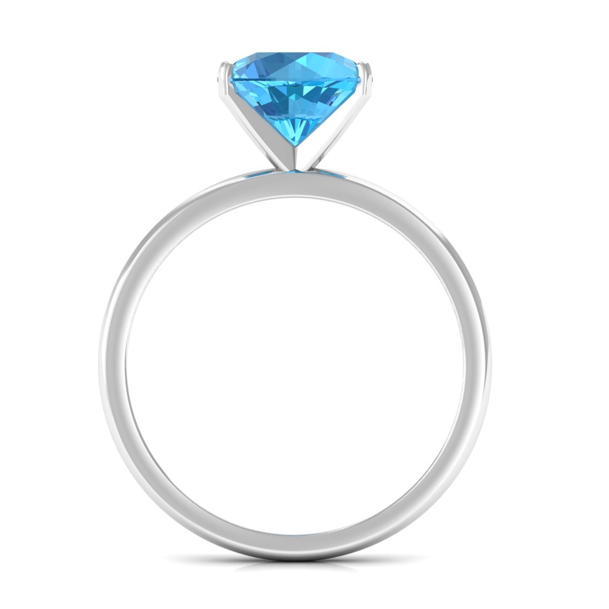 Rosec Jewels-2 CT Round Cut Swiss Blue Topaz Solitaire Engagement Ring