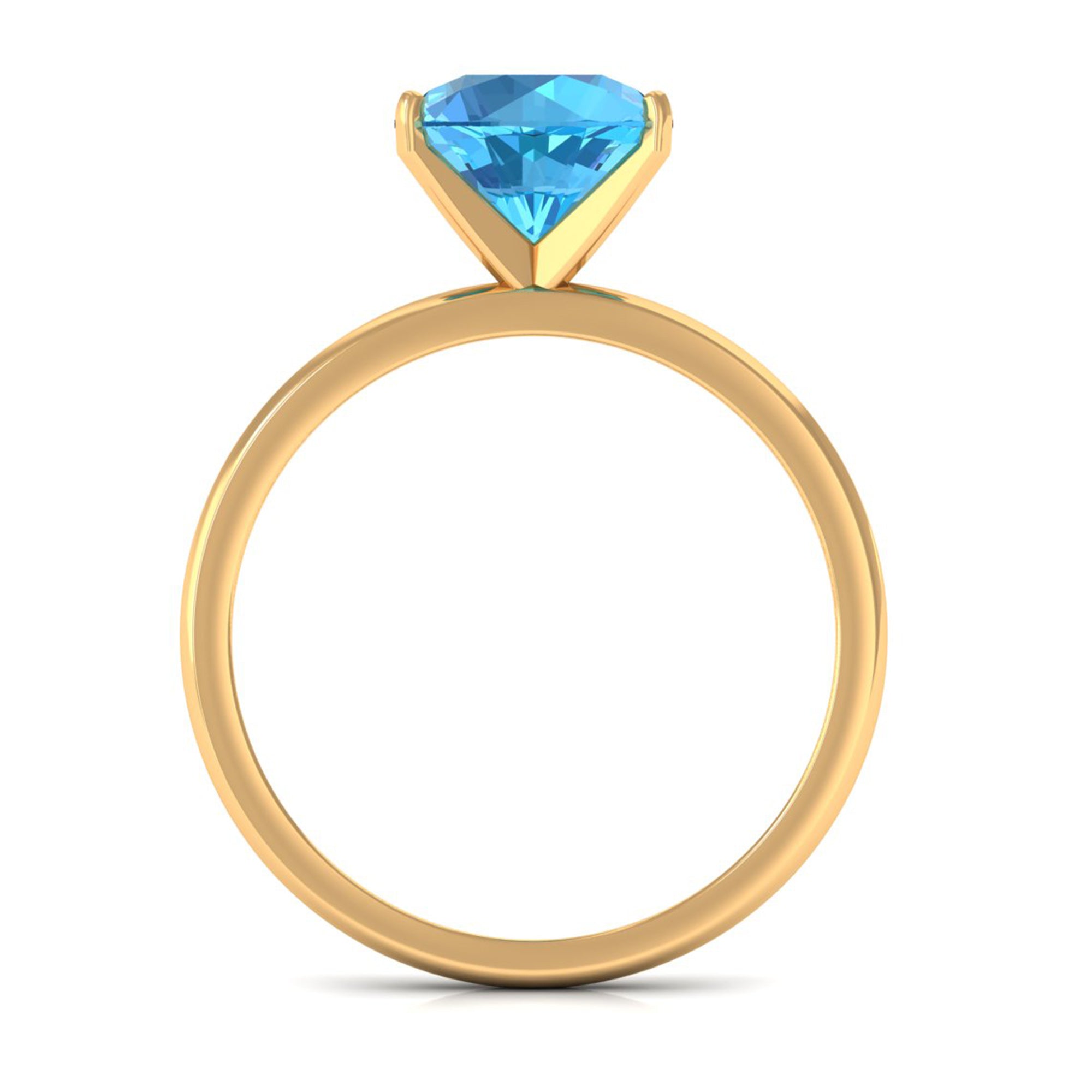 Rosec Jewels-2 CT Round Cut Swiss Blue Topaz Solitaire Engagement Ring