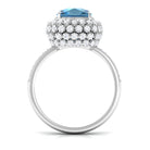 Rosec Jewels-Cushion Cut London Blue Topaz Statement Engagement Ring with Moissanite