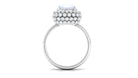 Rosec Jewels-Cushion Cut Moonstone Statement Engagement Ring with Moissanite