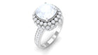 Rosec Jewels-Cushion Cut Moonstone Statement Engagement Ring with Moissanite