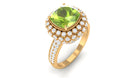 Rosec Jewels-Cushion Cut Peridot Statement Engagement Ring with Moissanite