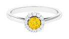 Rosec Jewels-1 CT Natural Yellow Sapphire Engagement Ring with Diamond