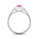 Rosec Jewels-Floral Pink Sapphire Engagement Ring with Diamond Halo