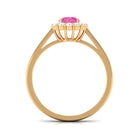 Rosec Jewels-Floral Pink Sapphire Engagement Ring with Diamond Halo