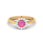 Rosec Jewels-Floral Pink Sapphire Engagement Ring with Diamond Halo