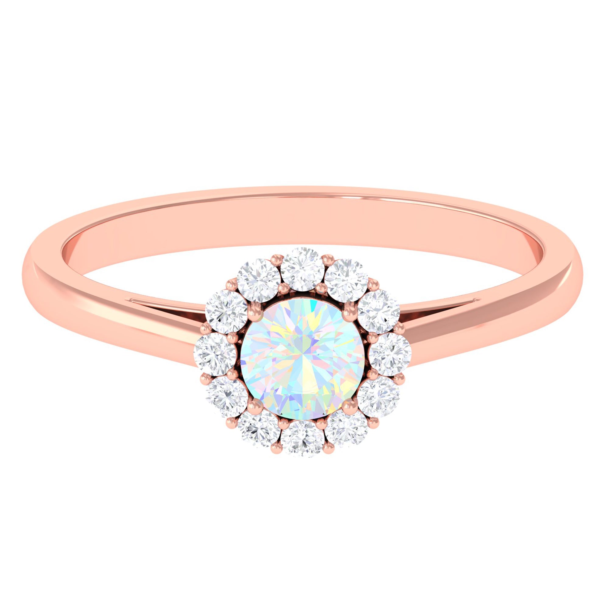 Rosec Jewels-1 CT Ethiopian Opal and Diamond Floating Halo Engagement Ring