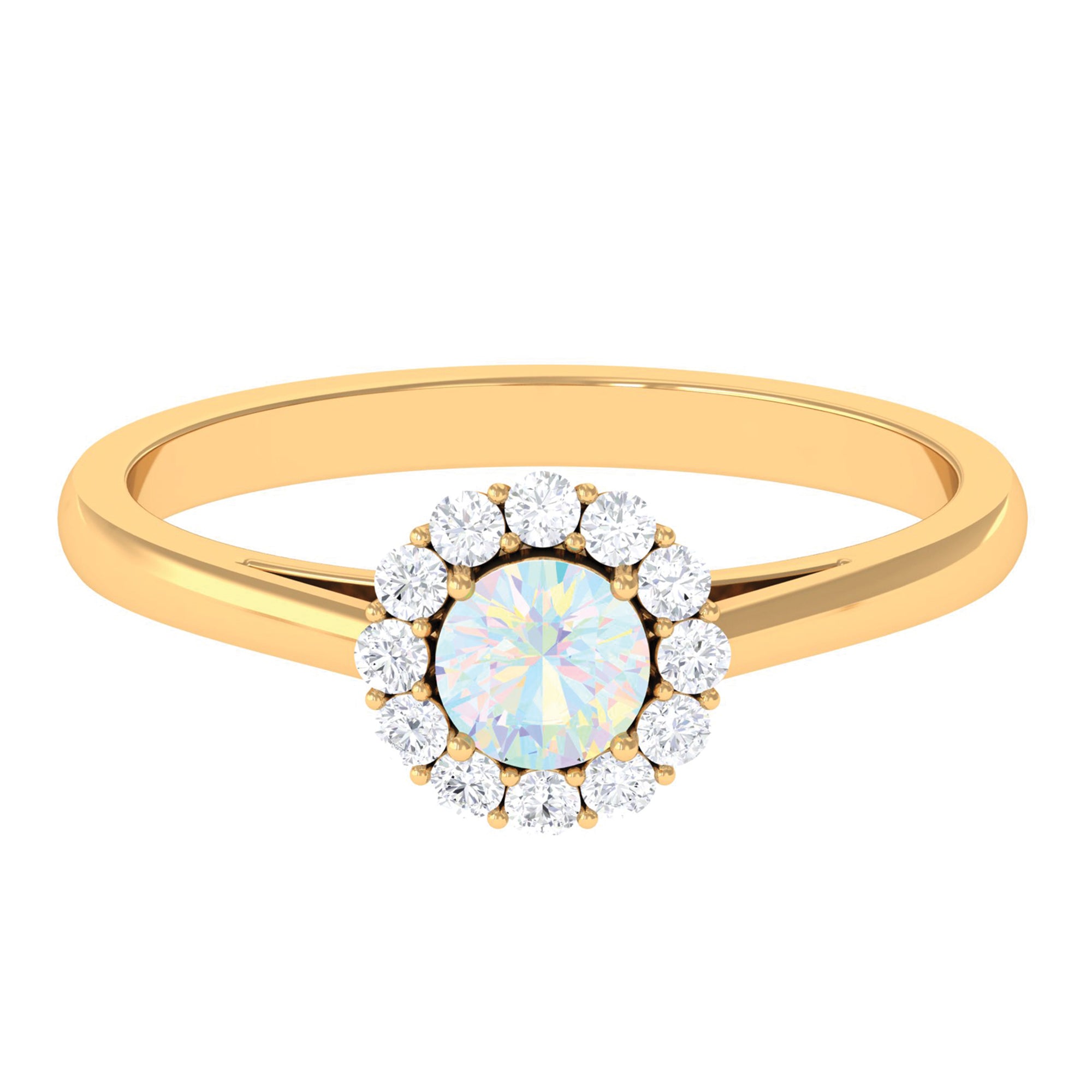 Rosec Jewels-1 CT Ethiopian Opal and Diamond Floating Halo Engagement Ring