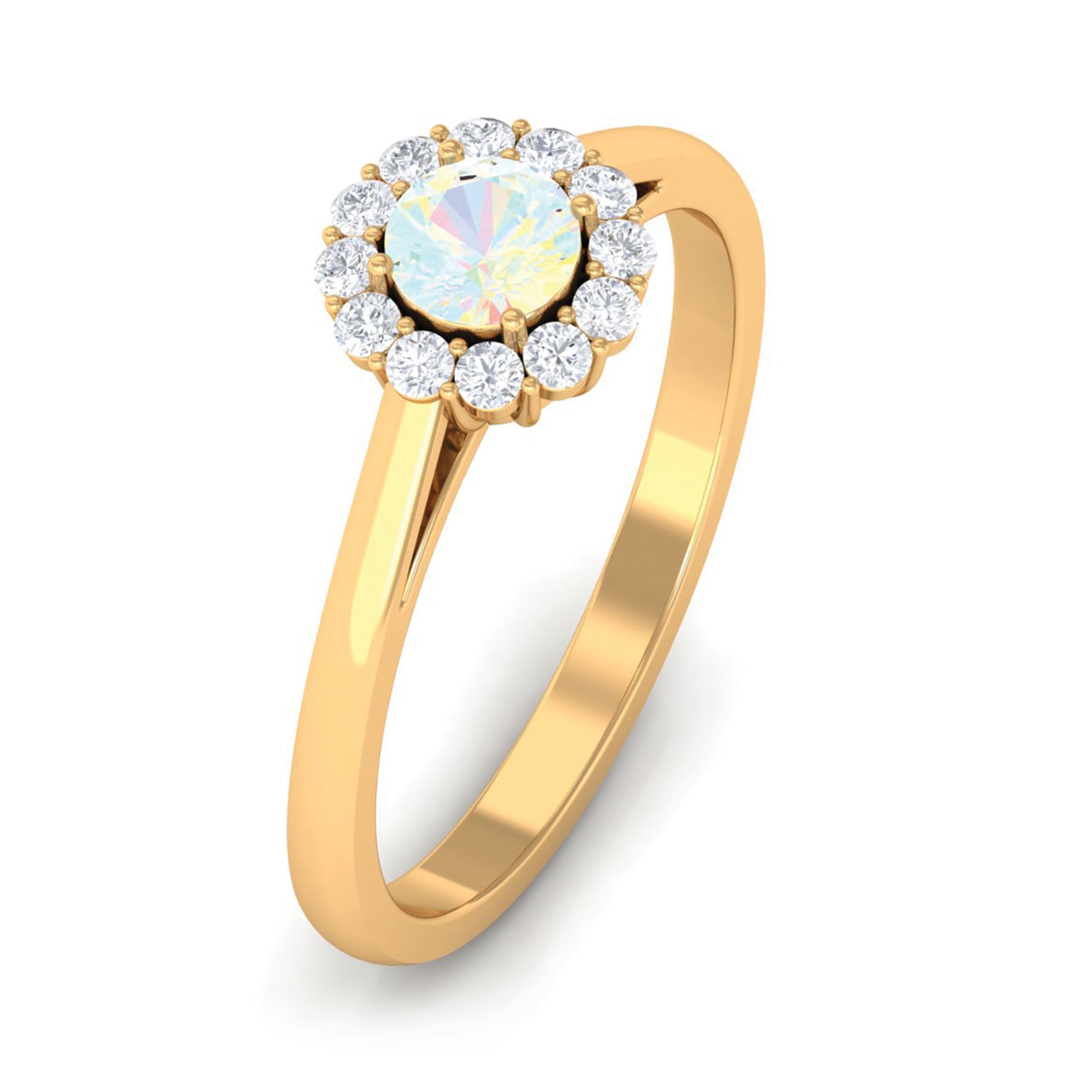 Rosec Jewels-1 CT Ethiopian Opal and Diamond Floating Halo Engagement Ring