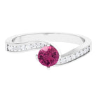 Rosec Jewels-Pink Tourmaline Solitaire Bypass Ring with Diamond