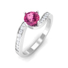 Rosec Jewels-Pink Tourmaline Solitaire Bypass Ring with Diamond