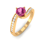 Rosec Jewels-Pink Tourmaline Solitaire Bypass Ring with Diamond