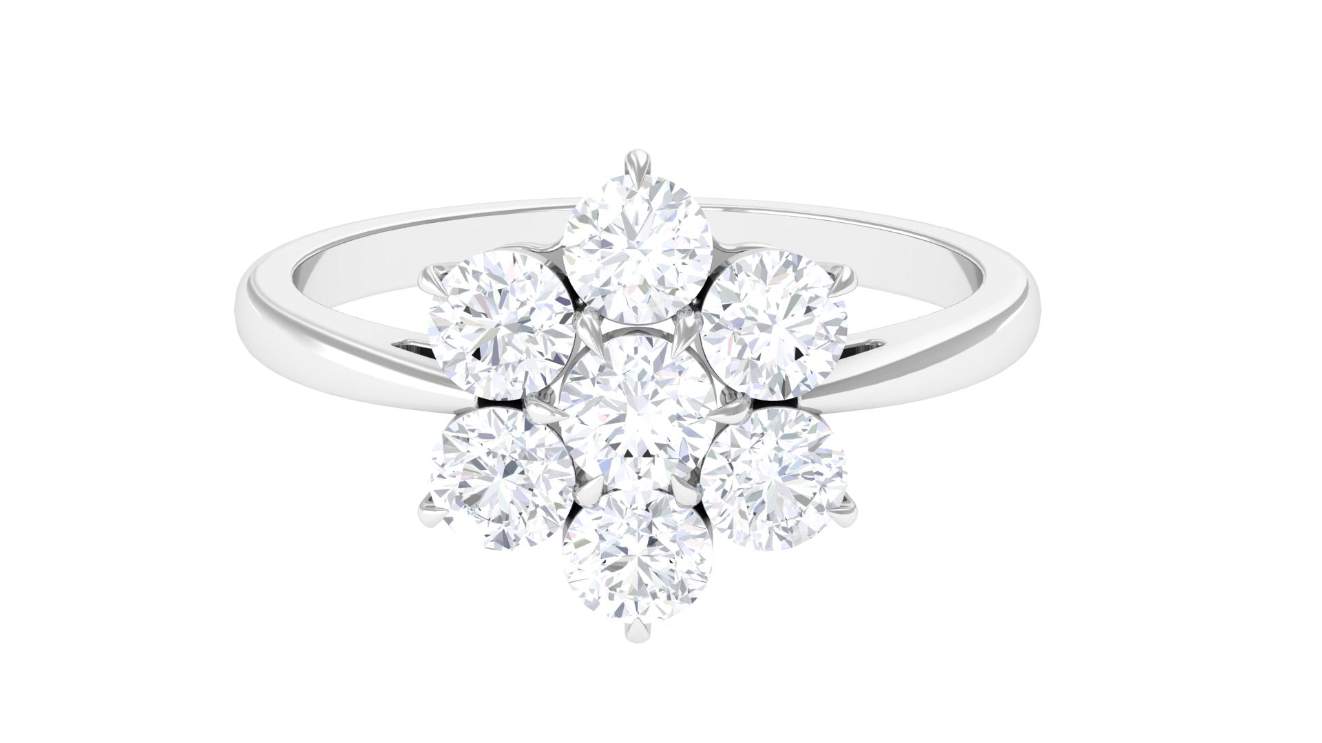 Rosec Jewels-Certified Moissanite Cluster Flower Engagement Ring