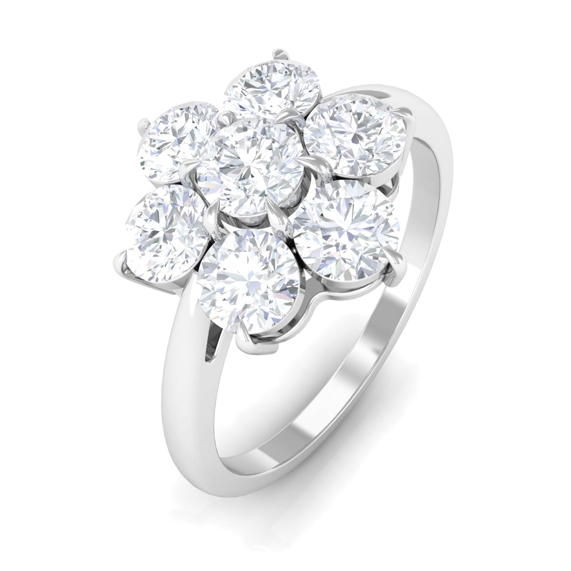 Rosec Jewels-Certified Moissanite Cluster Flower Engagement Ring