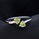 Rosec Jewels-Heart Peridot Promise Ring with Diamond