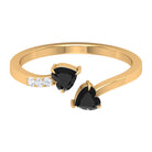 Rosec Jewels-Heart Shape Black Onyx Two Stone Wrap Ring with Diamond