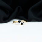 Rosec Jewels-Heart Shape Black Onyx Two Stone Wrap Ring with Diamond